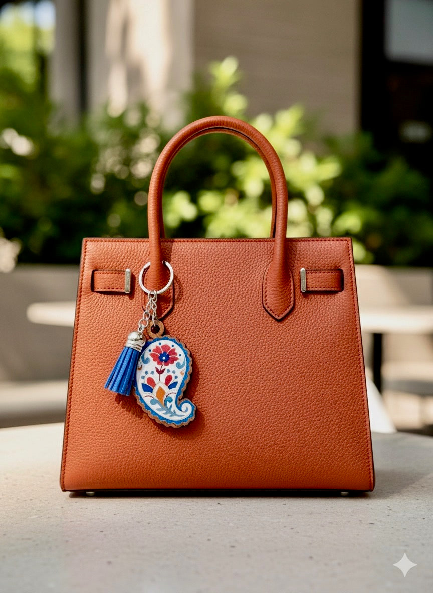 Paisley Shape Wood Keychain/Bag Charm