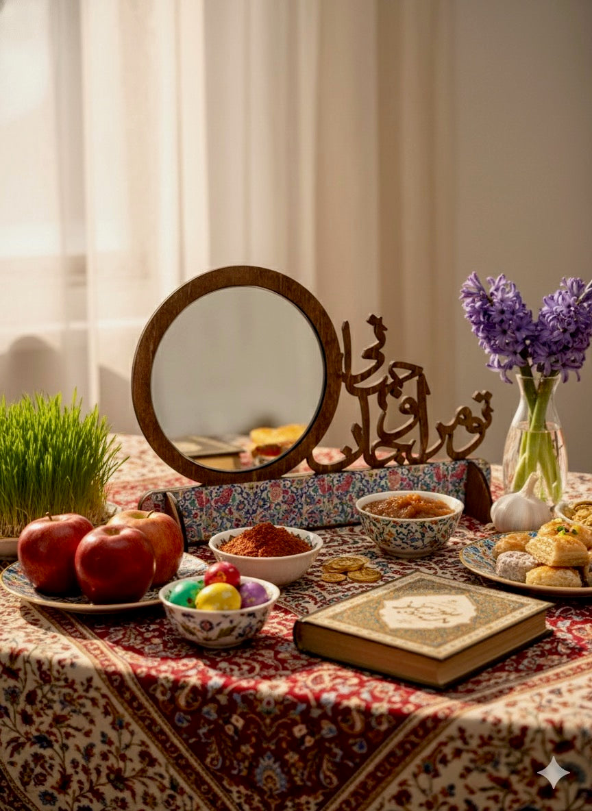 Handmade Persian Table Mirror with Poem – “To Mara Jaan o Jahaani”
