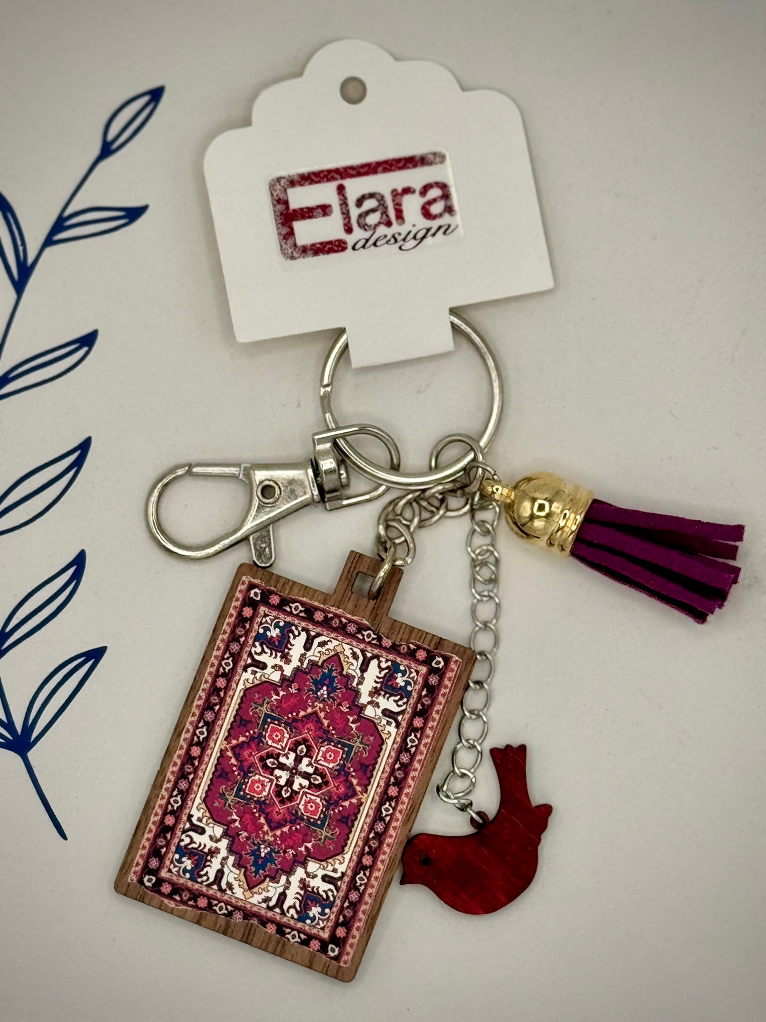 Persian Rug Inspired Design Keychain/Bag Charm