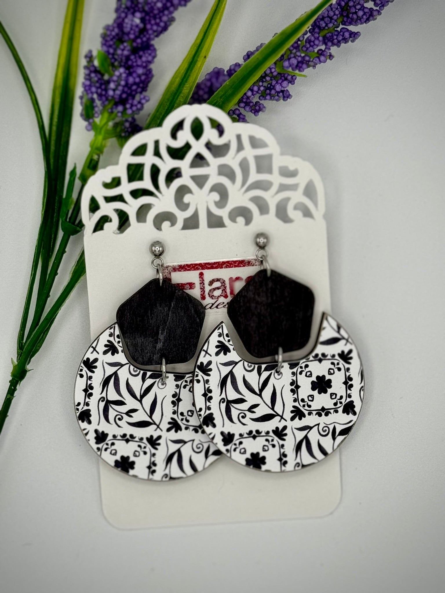 Geometric 2-piece Dangle Wood Earrings