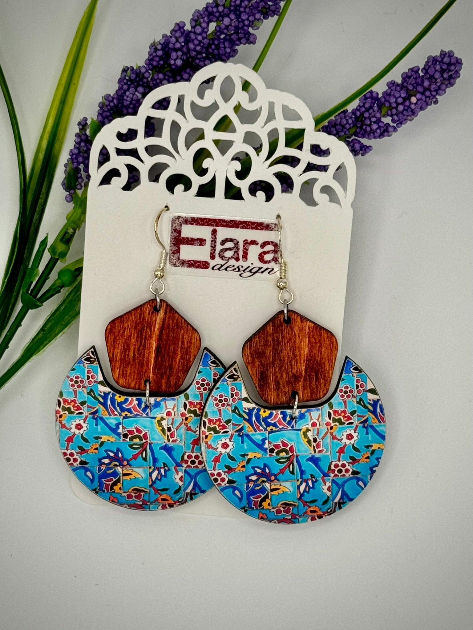 Geometric 2-piece Dangle Wood Earrings