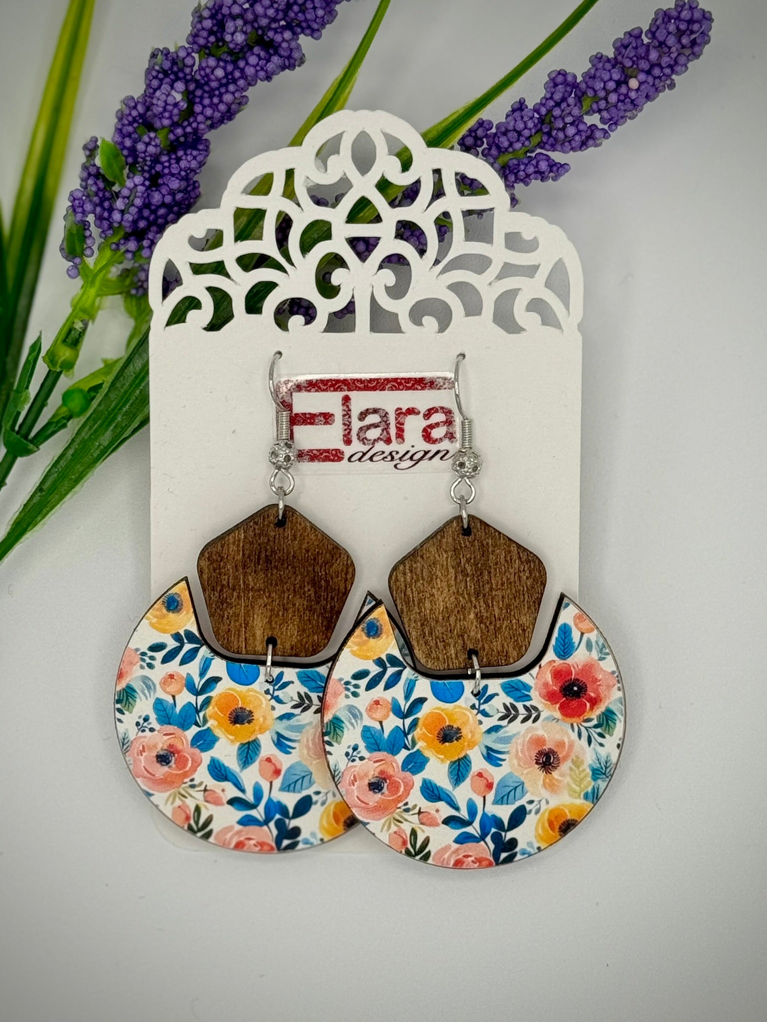 Geometric 2-piece Dangle Wood Earrings