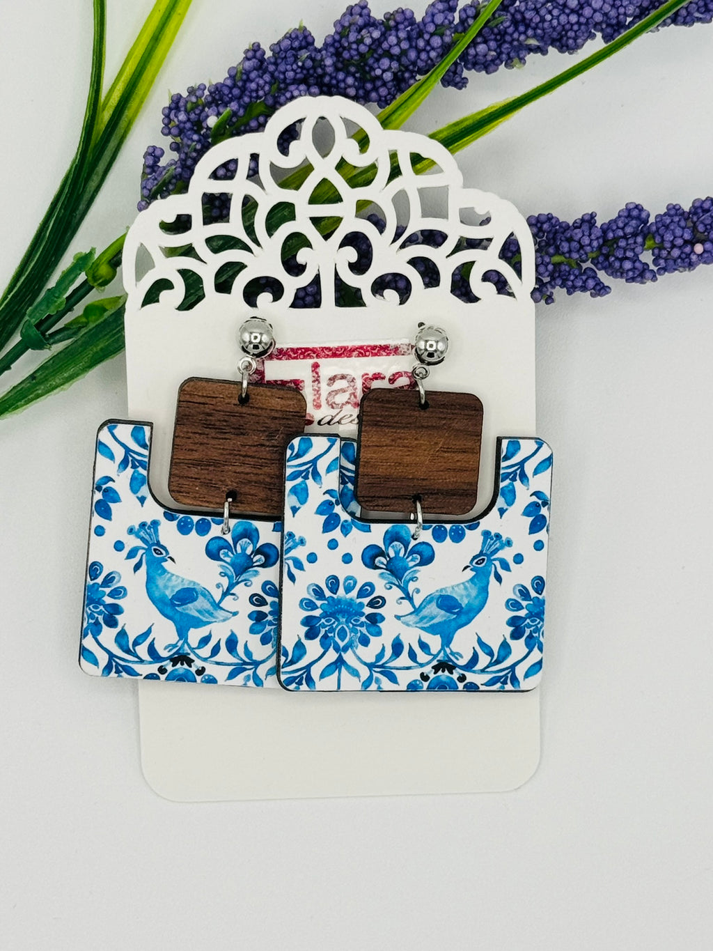 Modern Geometric and Patterned Wood Earrings