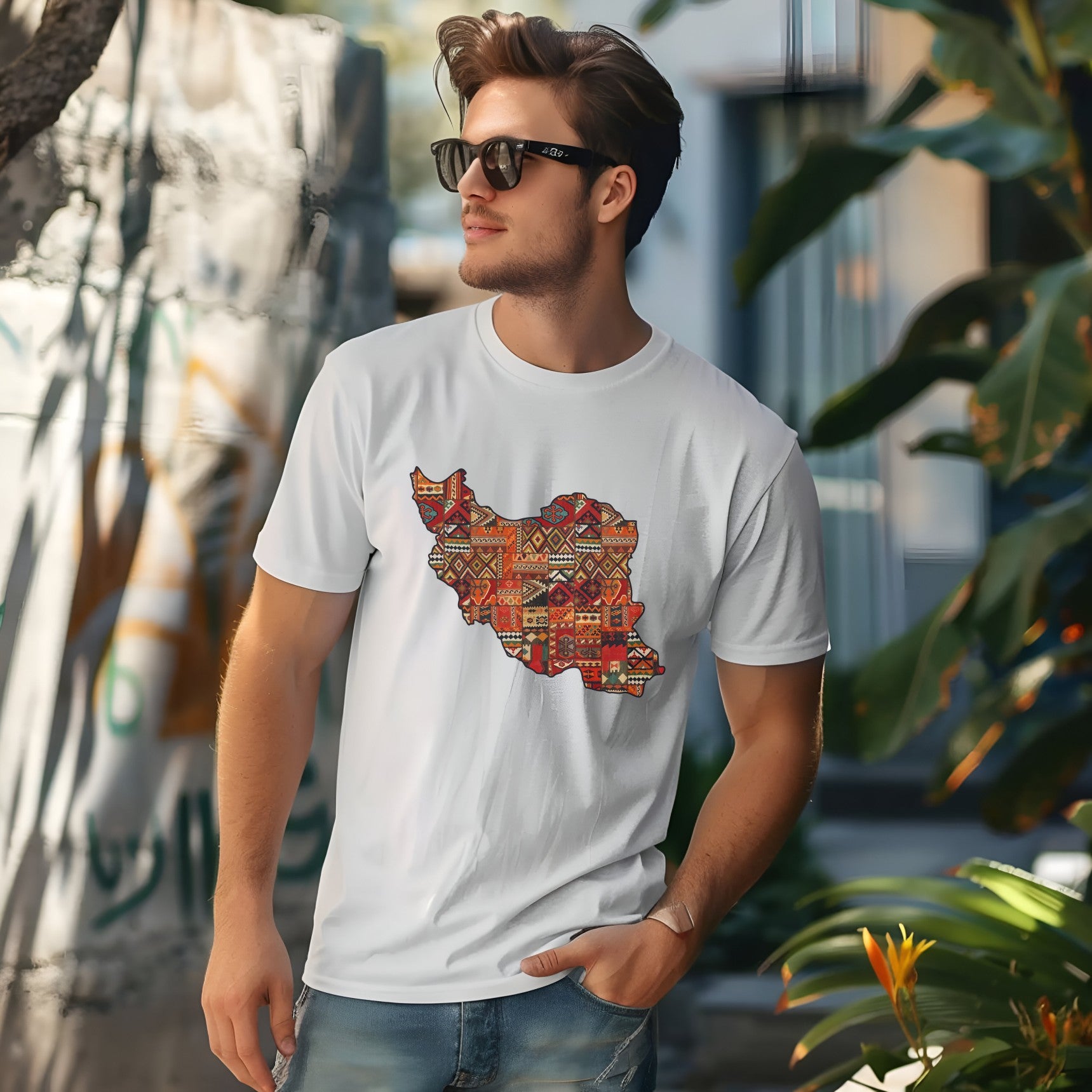 Iran Map Rug Design T-Shirt, Men/Women
