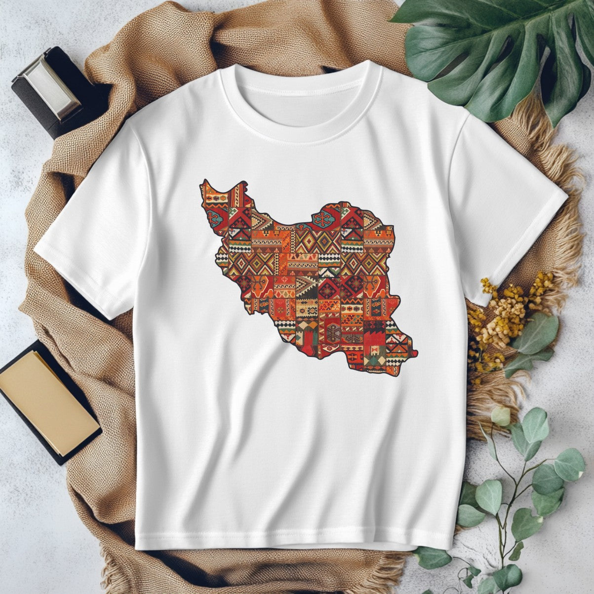 Iran Map Rug Design T-Shirt, Men/Women