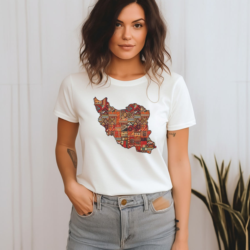 Iran Map Rug Design T-Shirt, Men/Women