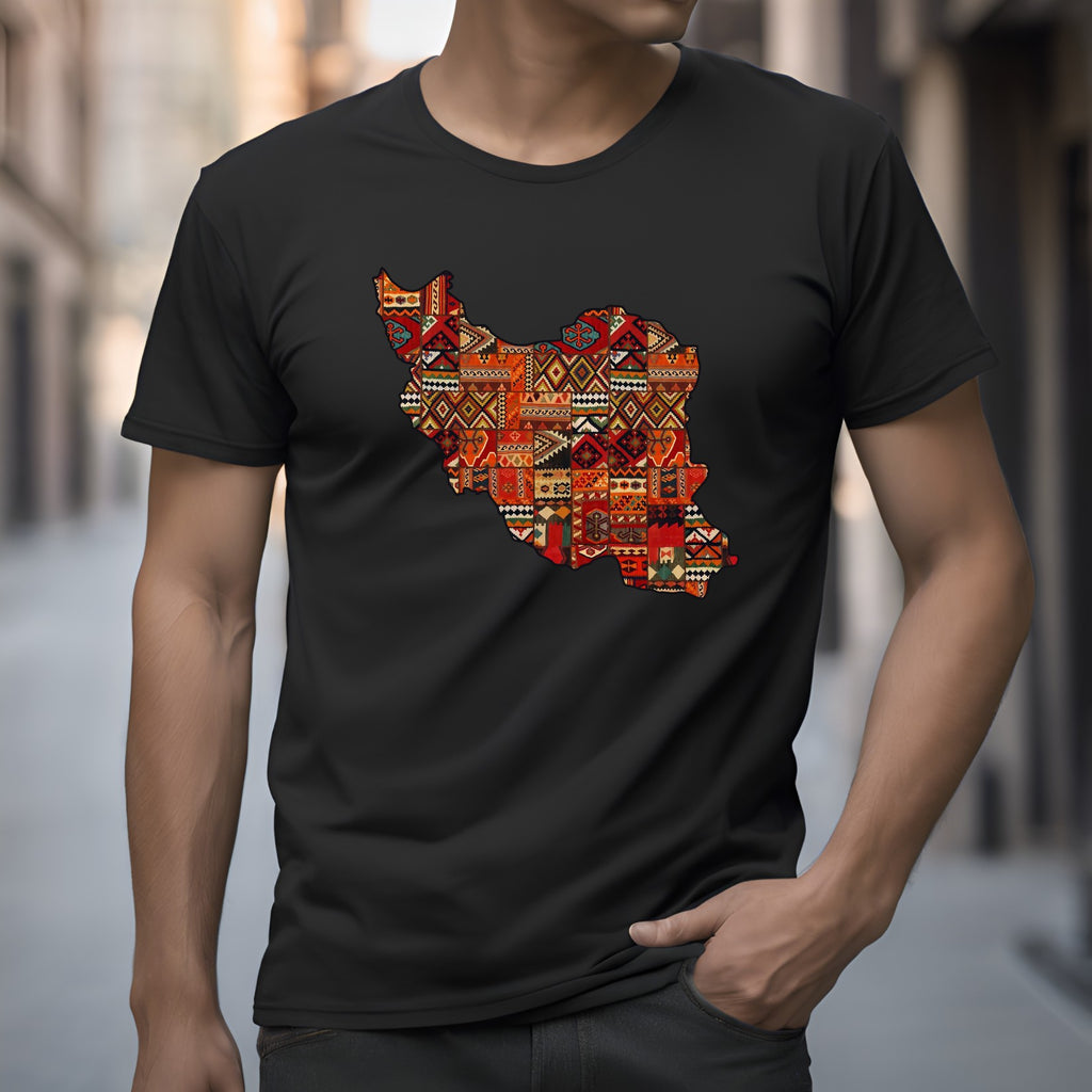 Iran Map Rug Design T-Shirt, Men/Women