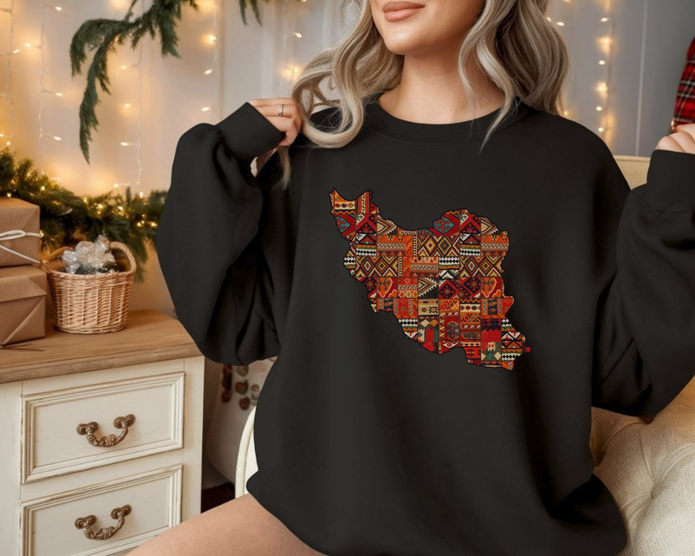Iran Map Rug Design Unisex Sweatshirt