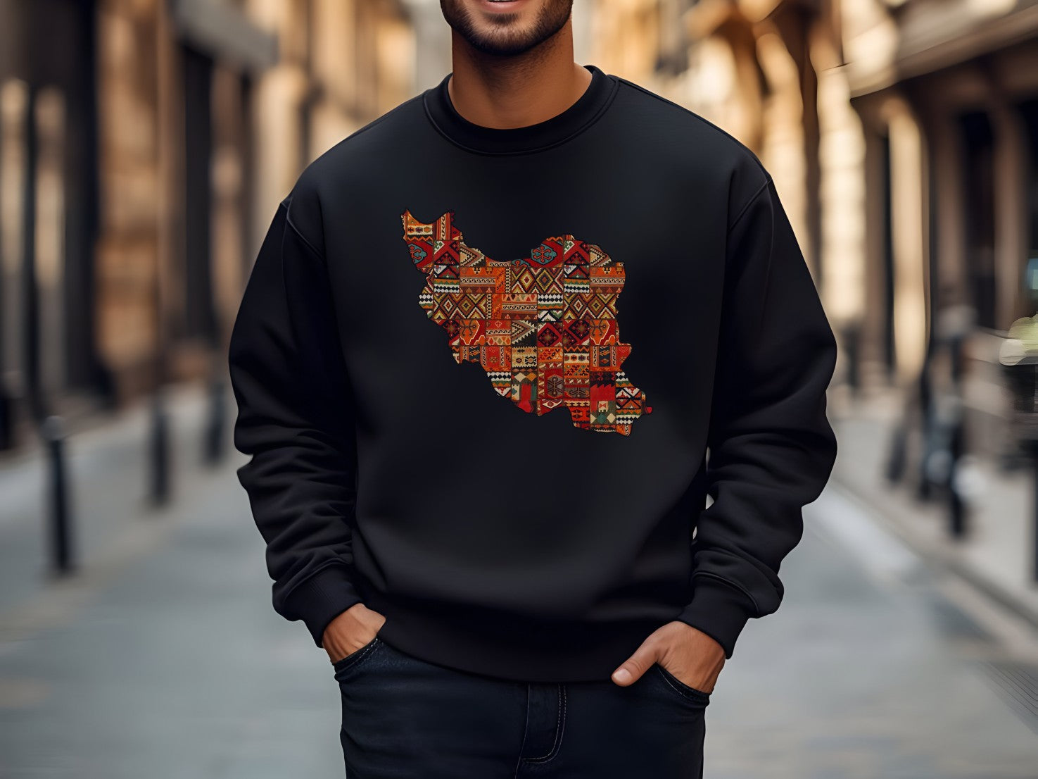 Iran Map Rug Design Unisex Sweatshirt