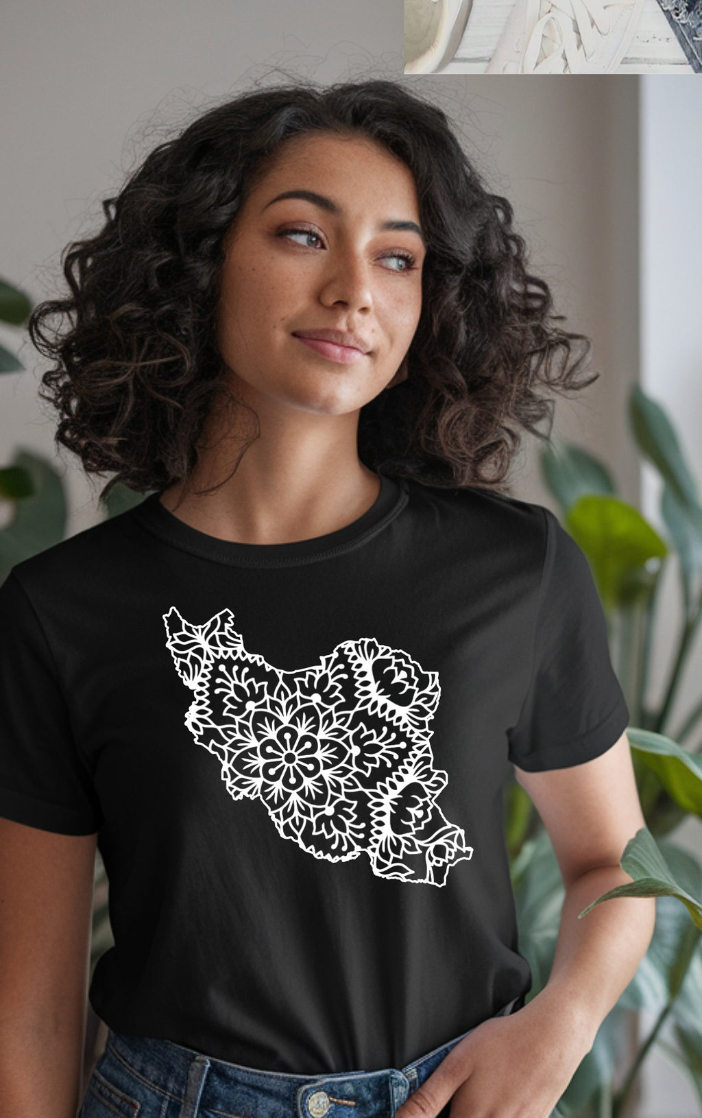 Iran Map Floral Mandala Design T-shirt, Men/Women