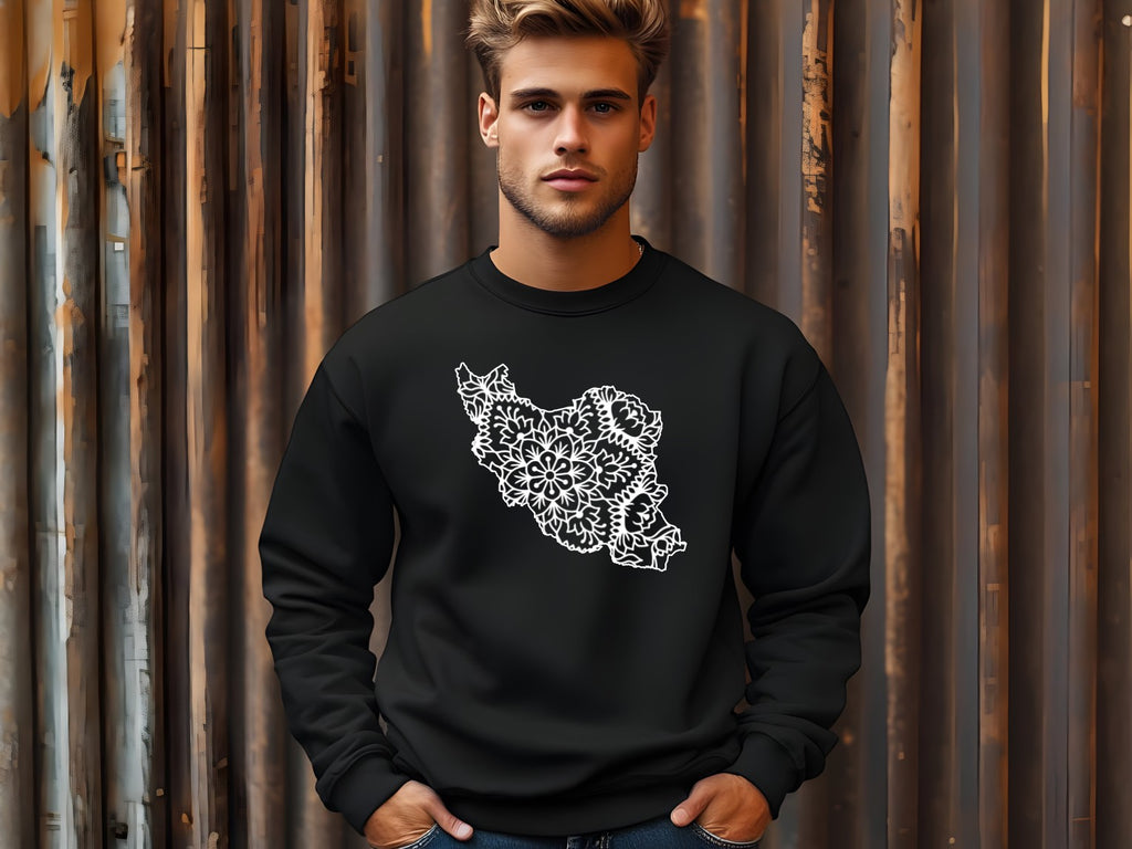 Iran Map Floral Mandala Design-Unisex Sweatshirt