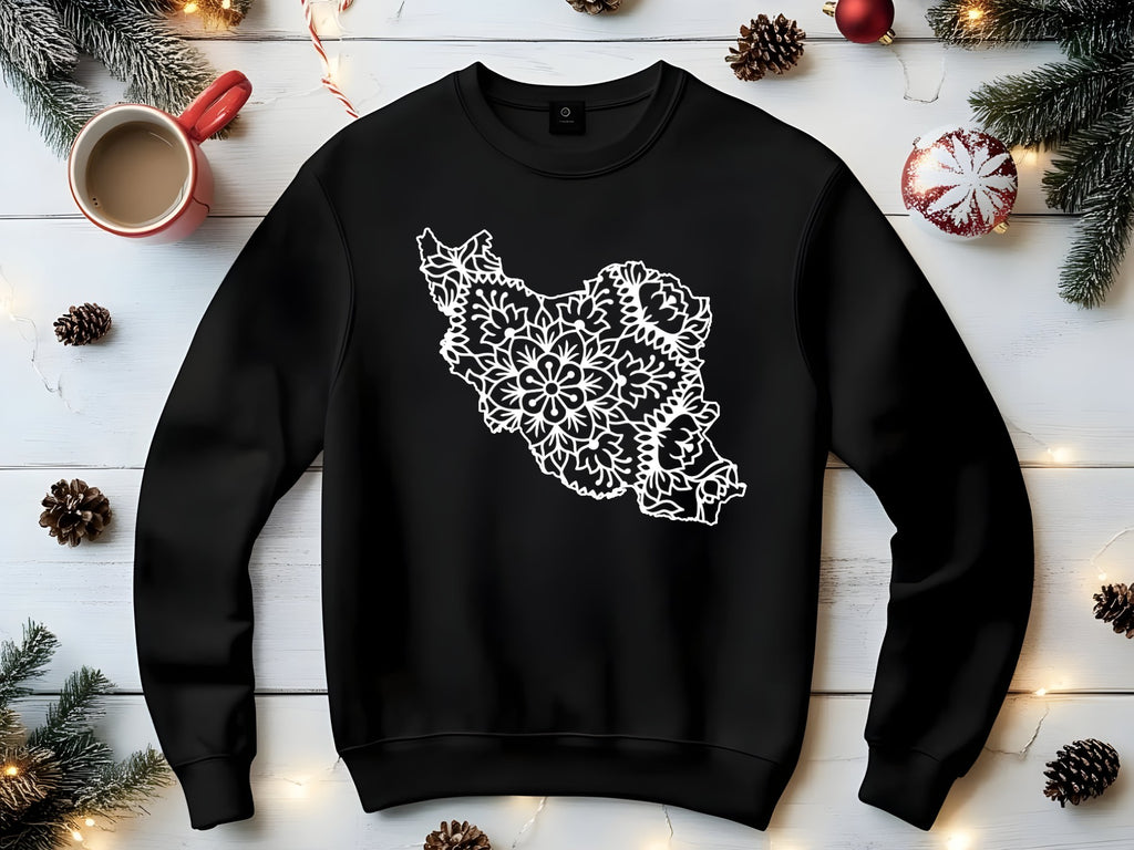 Iran Map Floral Mandala Design-Unisex Sweatshirt