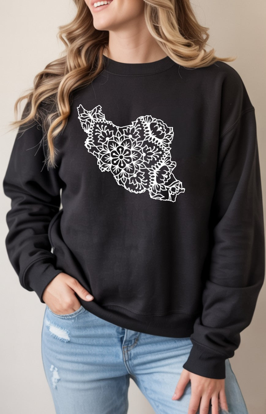 Iran Map Floral Mandala Design-Unisex Sweatshirt