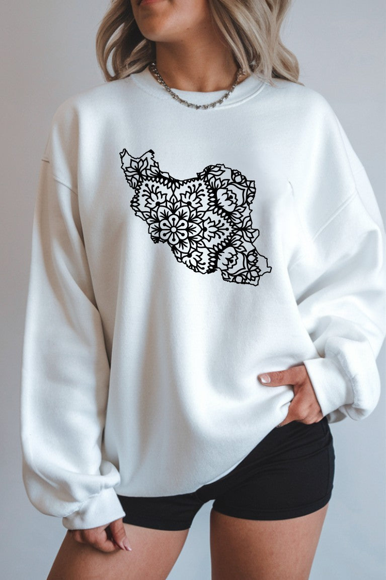 Iran Map Floral Mandala Design-Unisex Sweatshirt
