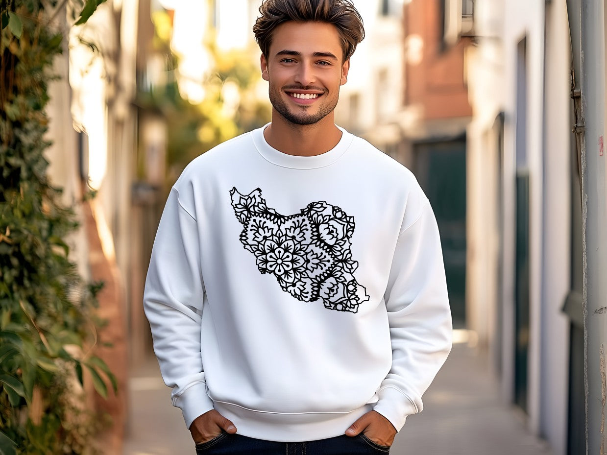 Iran Map Floral Mandala Design-Unisex Sweatshirt