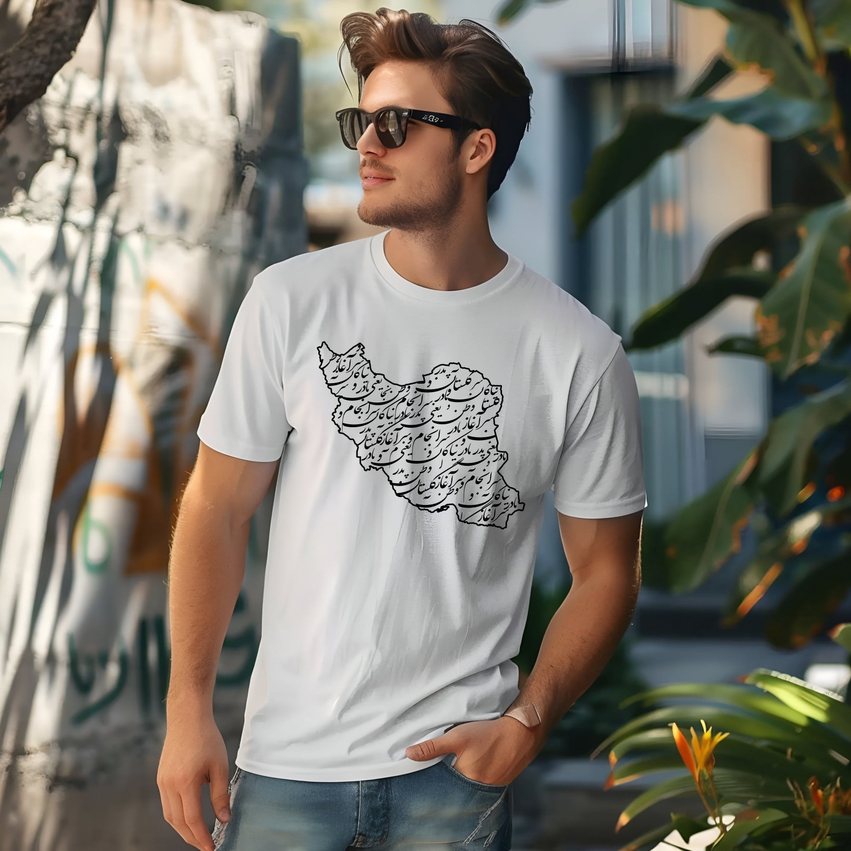 Iran Map with Calligraphy T-shirt, Men/Women