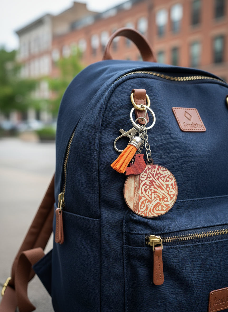 Brown Persian Calligraphy Wood Keychain/Bag Charm