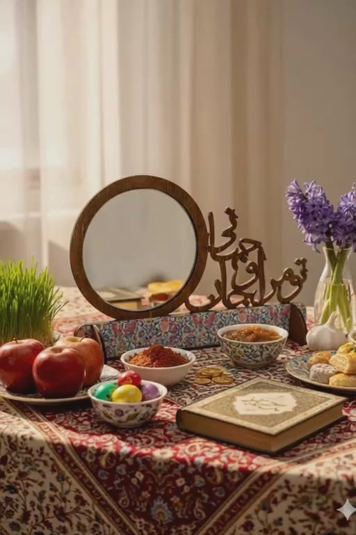 Handmade Persian Table Mirror with Poem – “To Mara Jaan o Jahaani”